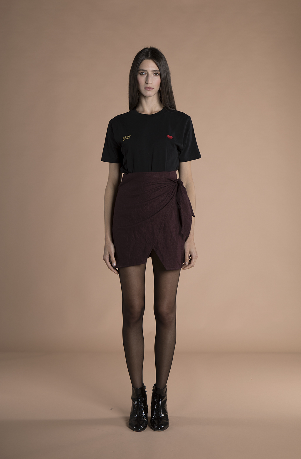 Sienna Wrap Mini Skirt burgundy, Souldaze collection, sustainable ...