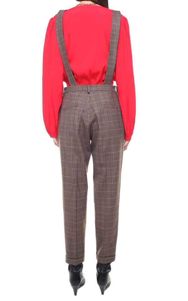Jane trousers brown plaid w/ removable suspenders