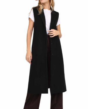 Irene long Gilet Wool and Cashmere Black