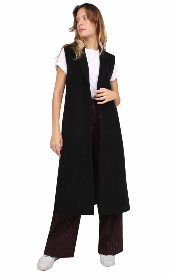Irene long Gilet Wool and Cashmere Black