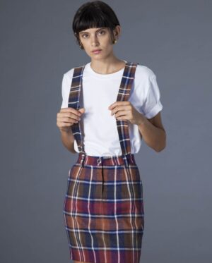 Mia Skirt w/ removable suspenders checks
