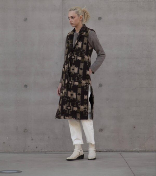 Irene long Gilet Wool and Cashmere print