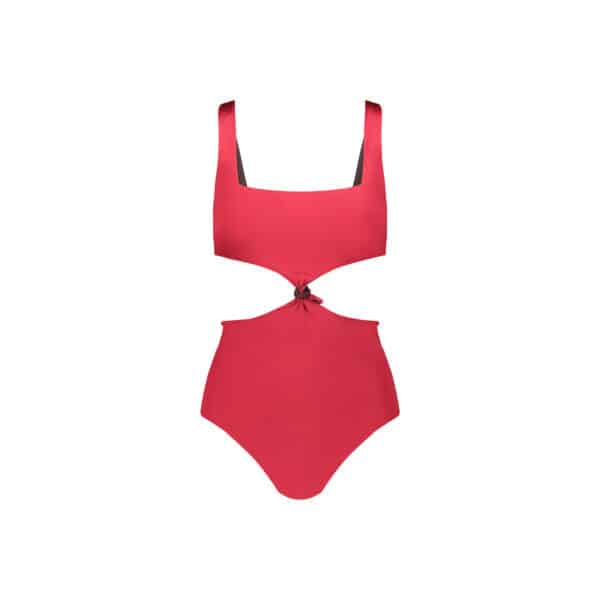 knotty reversible swimsuit moka/shiny red