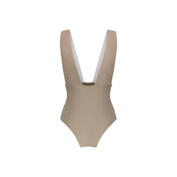 Fantasea reversible swimsuit white /taupe/champagne