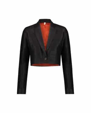 Britney crop jacket black shantung silk